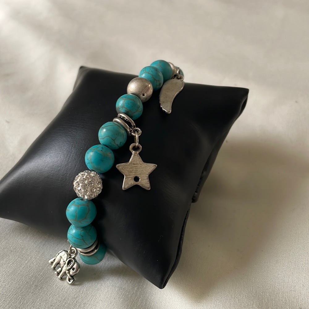 Turquoise stretch charm bracelet